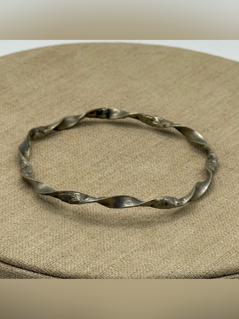 Twisted Metal Bangle Bracelet - Silver Tone